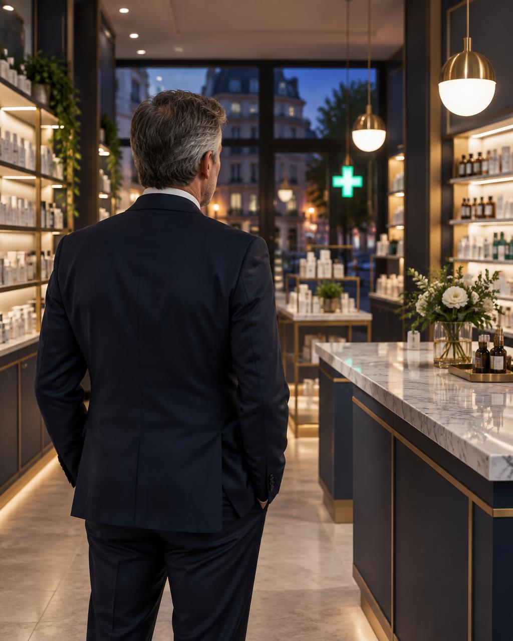 Titulaire observant son officine
